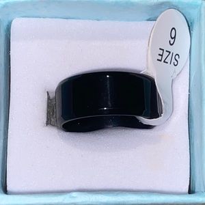 Shiny Black Stainless Steel Ring Size 6